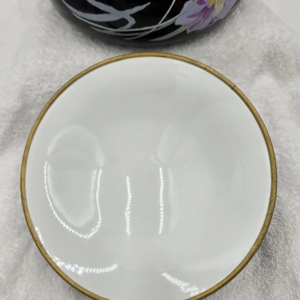 Vtg Mikasa Grande Chef UN710 Charisma Black Enamel Pot Cookware Iris Floral